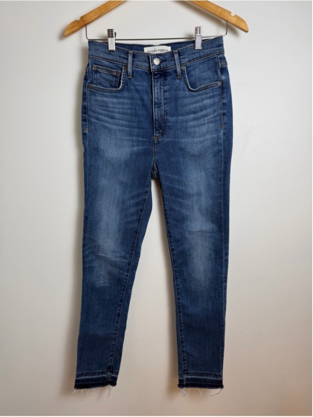 Denim Forum The Lola High Rise Skinny Crop Jeans Raw Hem Size 27